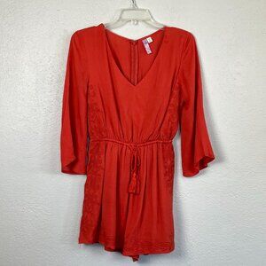 Alya Women's Orange Embroidered Shorts Romper Size M